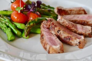 steak and vegetables