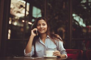 Woman making call in Milton Keynes