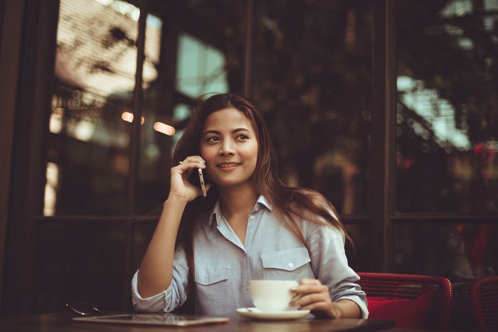 Woman making call in Newcastle