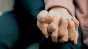 Two people holding hands in Barnsley