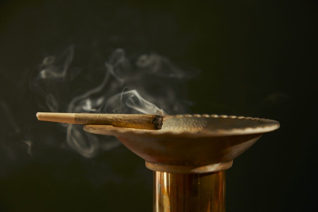 weed joint and ashtray