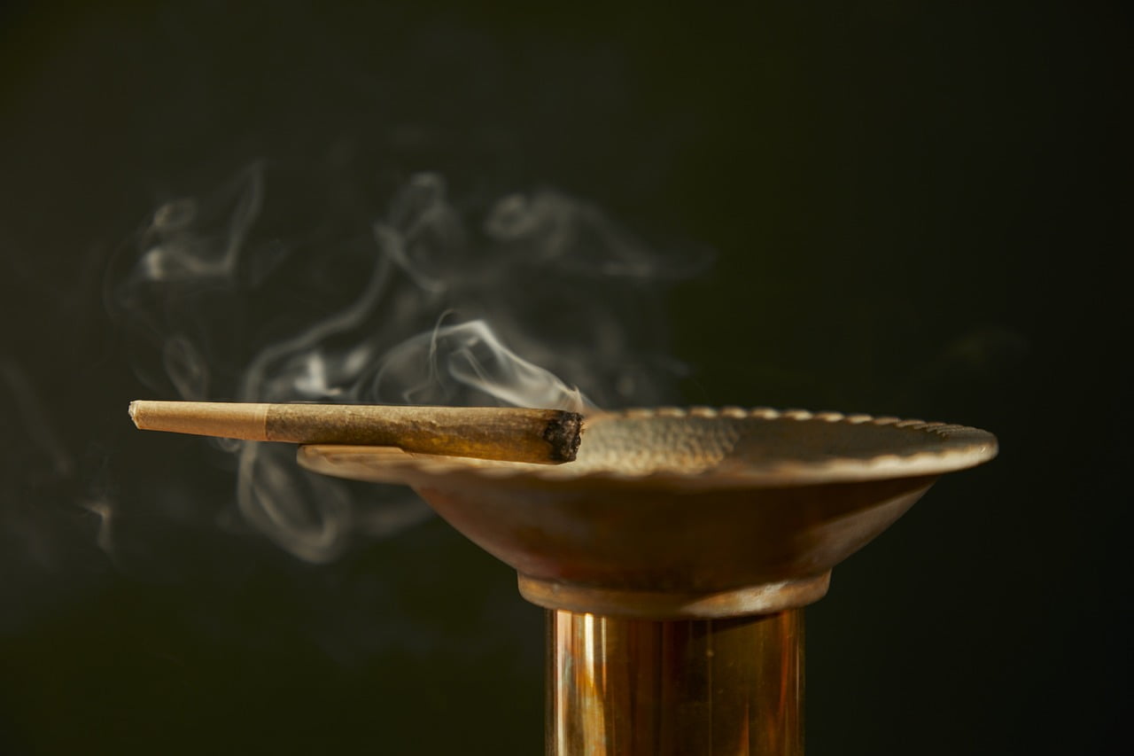 weed joint and ashtray